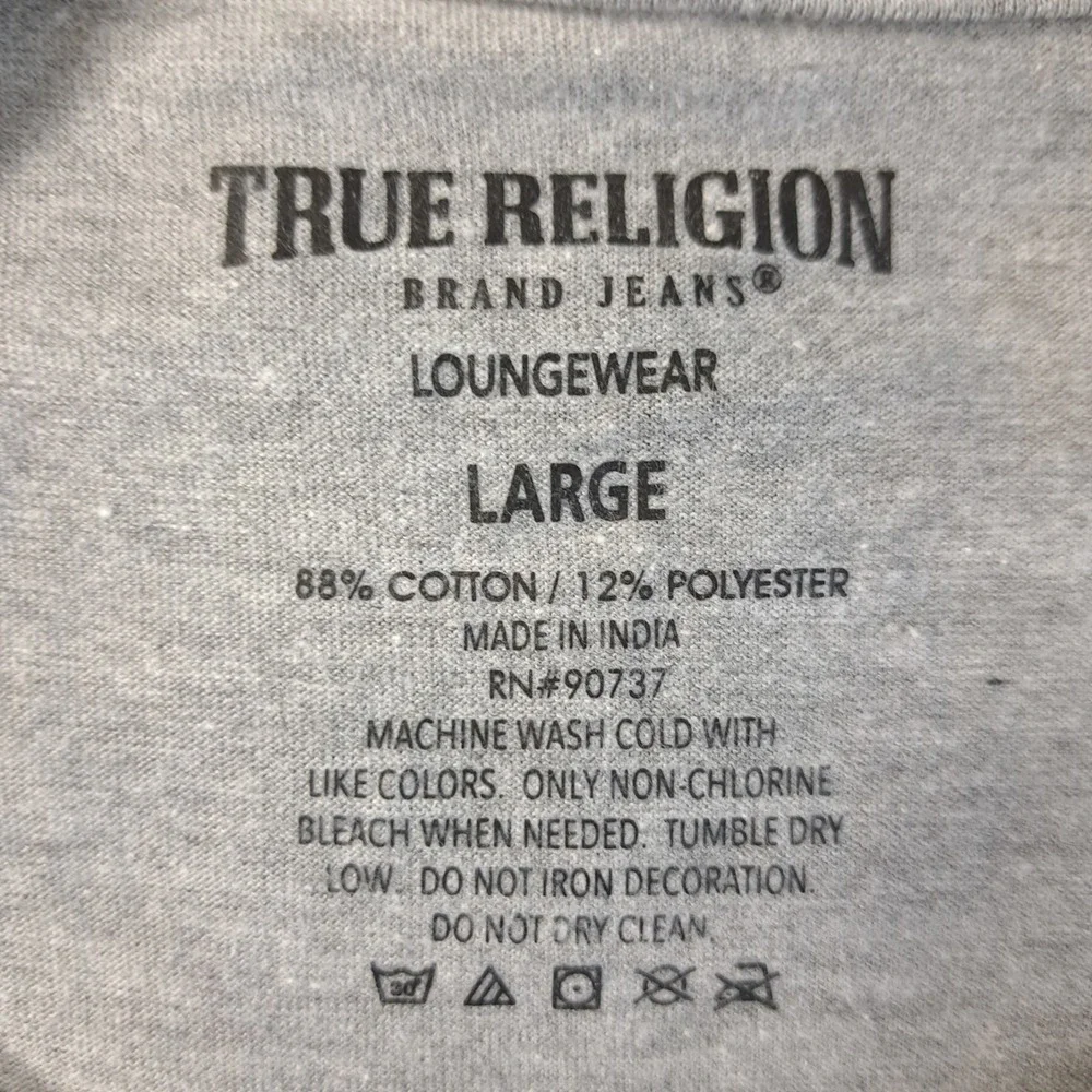 True Religion Men's Graphic T-Shirt Logo Size L Gray Short Sleeve Loungewear‎